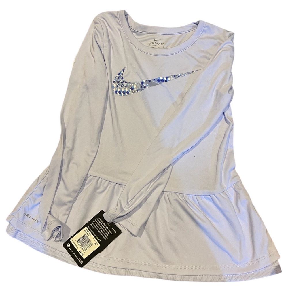 Nike Dri-Fit Long Sleeve Top Size 6 (light pastel purple)